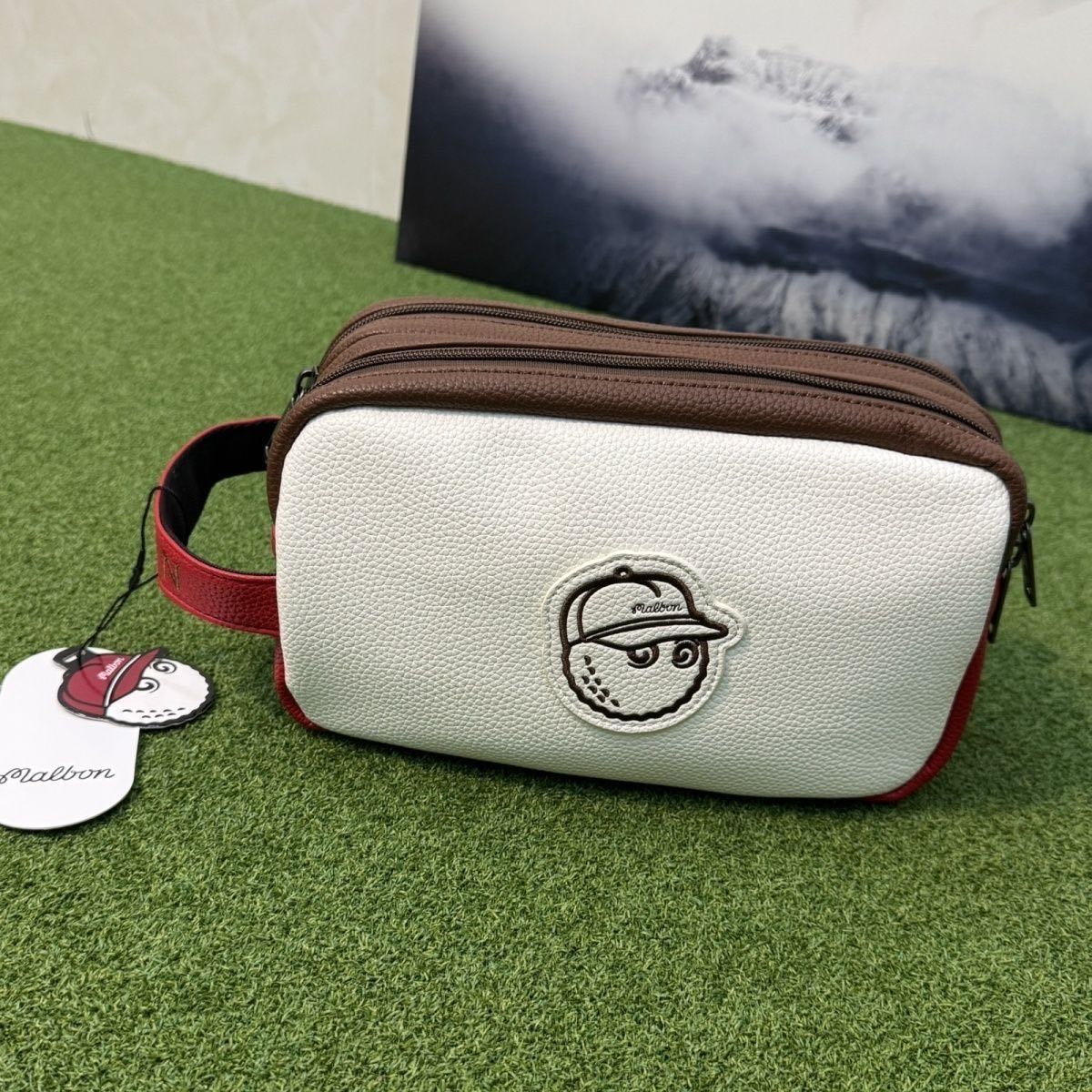 M1003-P-2 화이트&브라운 / 화이트&그린 / 화이트&베이지 말본 파우치 50000원