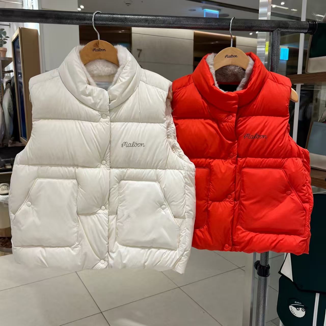 M3024 말본 여자 패딩 조끼 화이트 / 레트