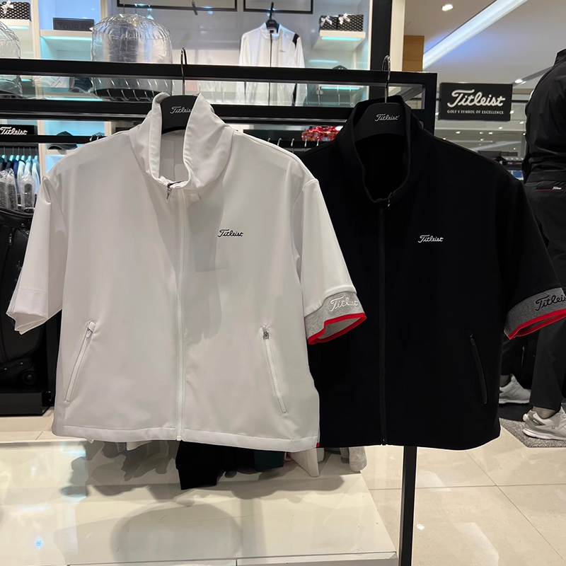 T3025 타이틀 여자 반팔 지퍼 상의 화이트/블랙 80000원
