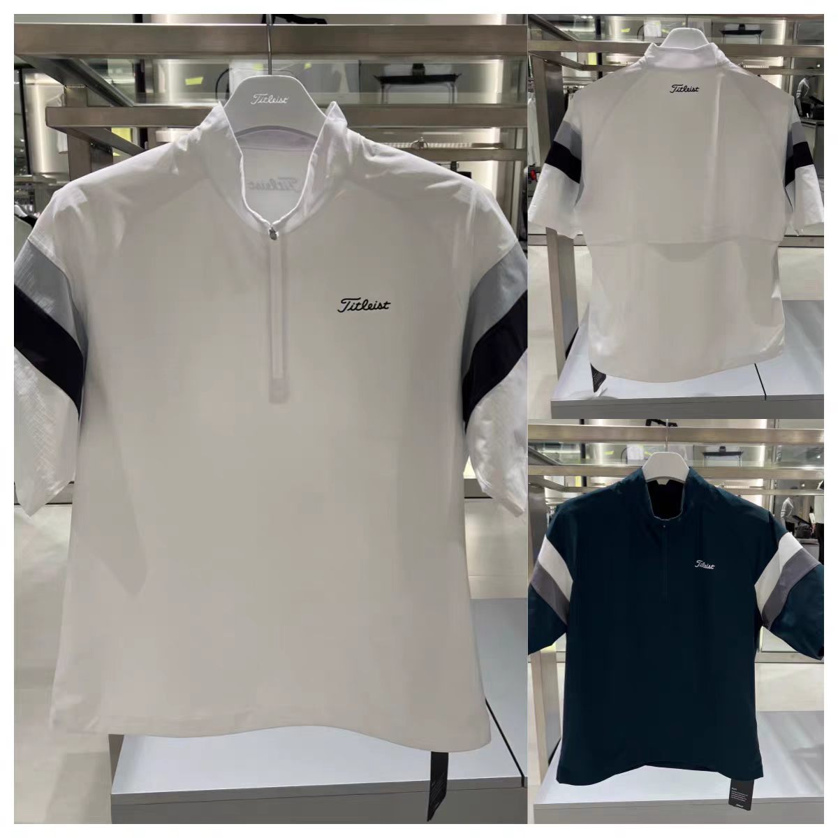 T2037 타이틀 남자 상의 화이트/그린 68000원